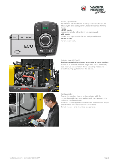 Wacker Neuson Wheel Excavators EW100 Specs - Image 3