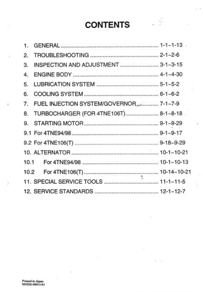 Yanmar 4TNE94 4TNE98 4TNE106 Engine Service Manual - Image 3