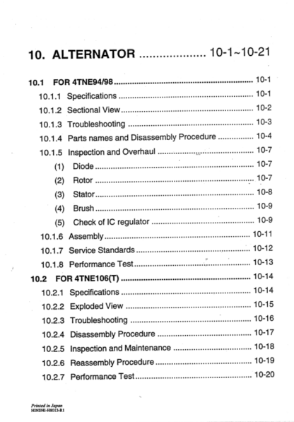 Yanmar 4TNE94 4TNE98 4TNE106 Engine Service Manual - Image 5