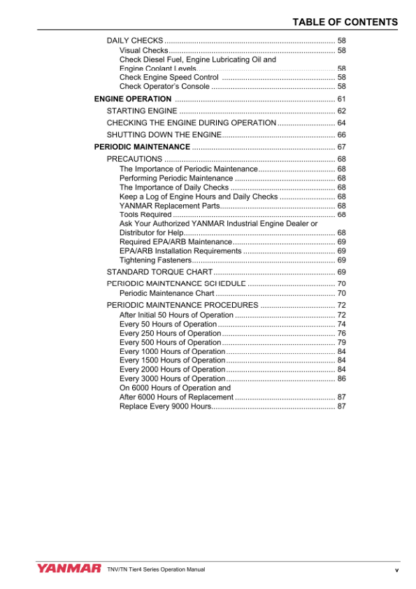 Yanmar TNV Series Common Rail Engines Operation Manual - Image 5