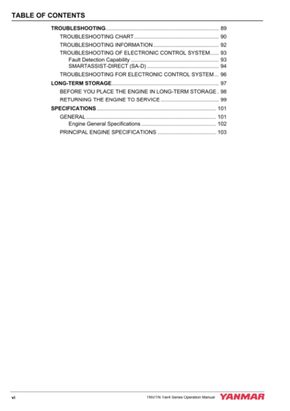 Yanmar TNV Series Common Rail Engines Operation Manual - Image 6