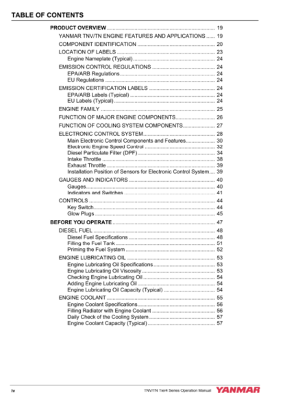 Yanmar TNV Series Common Rail Engines Operation Manual - Image 4