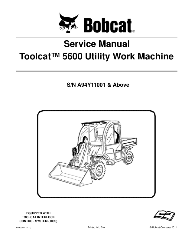 Bobcat 5600 Utility Work Machine Service Manual A94Y11001 - Image 2
