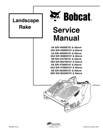 Bobcat Landscape Rake Service Manual - Image 2