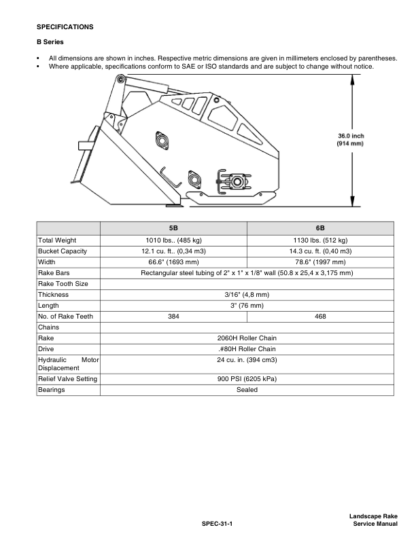Bobcat Landscape Rake Service Manual - Image 8