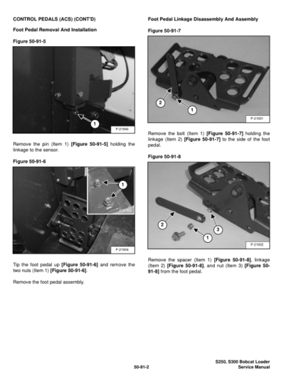 Bobcat S250 S300 Skid Steer Loader Service Manual 5213 52131 5215 5216 - Image 8
