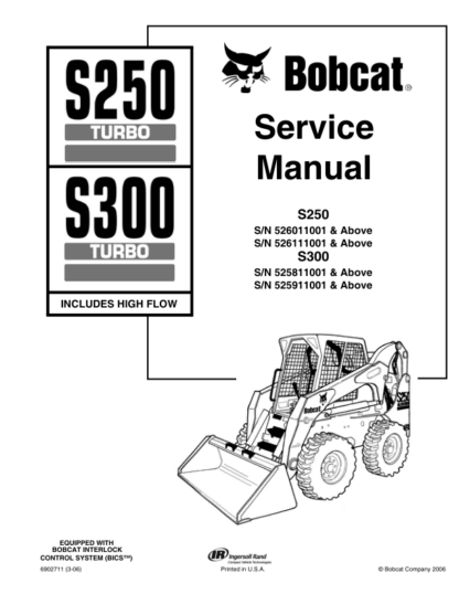 Bobcat S250 S300 Skid Steer Loader Service Manual 5260 2561 5258 5259 - Image 2