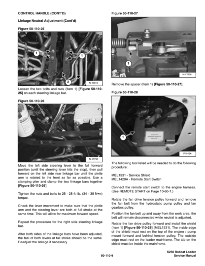 Bobcat S250 Skid Steer Loader Service Manual SN 520711001 52081001 - Image 7