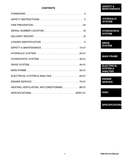 Bobcat S300 Skid Steer Loader Service Manual AJ4M11001 - Image 5