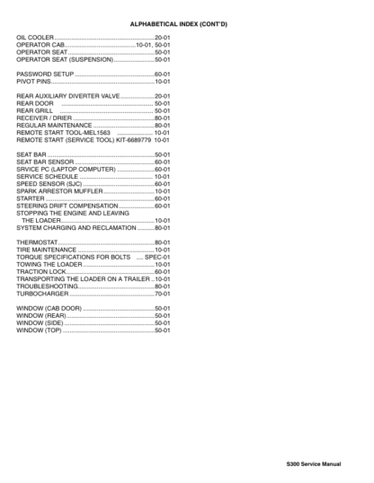 Bobcat S300 Skid Steer Loader Service Manual AJ4M11001 - Image 4