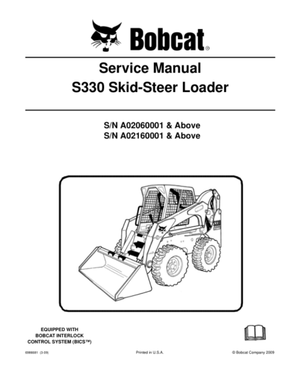 Bobcat S330 Skid Steer Loader Service Manual A02060001 A02160001 - Image 2
