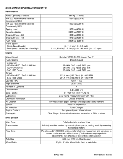 Bobcat S630 Skid Steer Loader Service Manual A3NT11001 A3NU11001 - Image 10