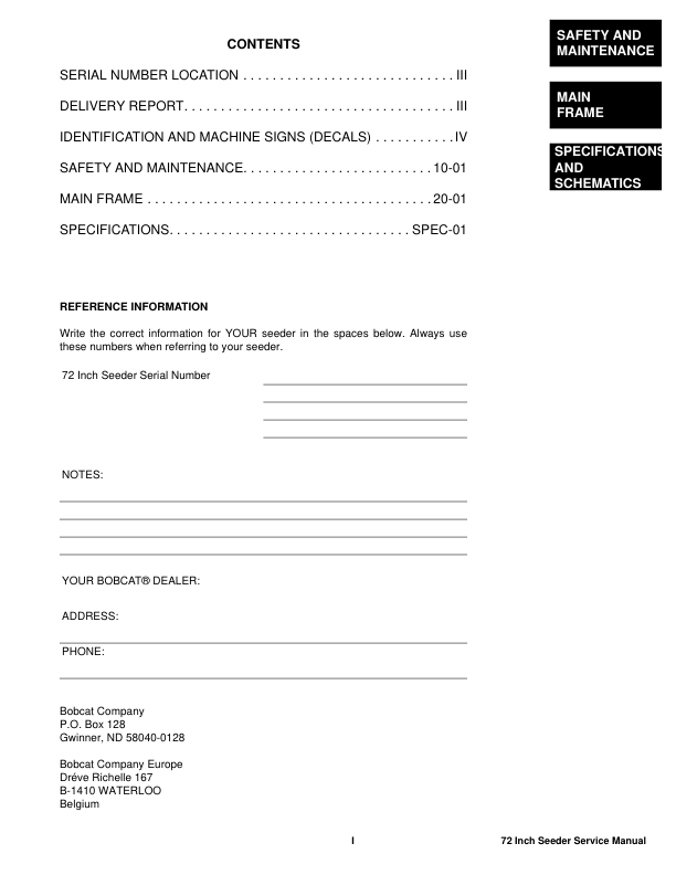 Bobcat Seeder 72 Inch Service Manual AEUD00101 - Image 4