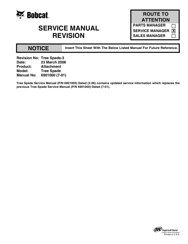 Bobcat TS30C TS30M TS30T TS34C TS34T TS36M TS44C TS44M Tree Spade Service Manual - Image 11