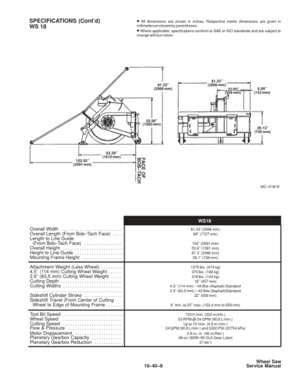 Bobcat WS12 WS18 Wheel Saw Service Manual - Image 8