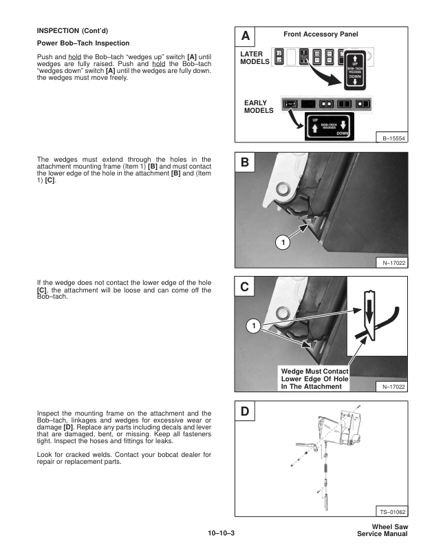 Bobcat Wheel Saw Implement Service Manual 991800101 991900101 2001 - Image 5