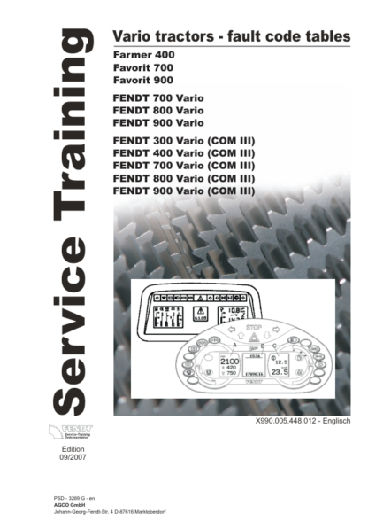 Fendt 900 Vario Tractors Fault Codes Manual - Image 2