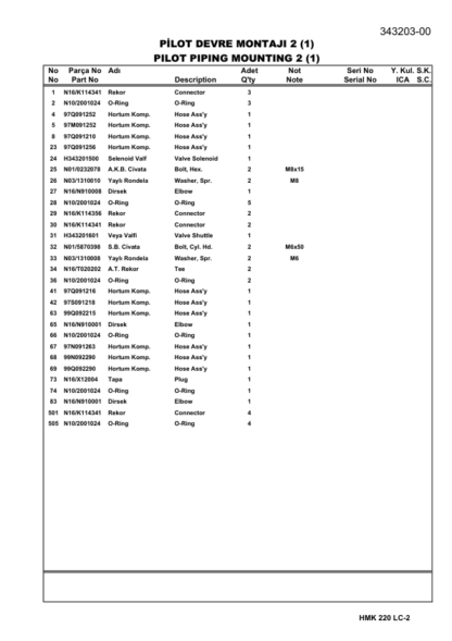 Hidromek 220LC Excavator Parts Catalog - Image 6