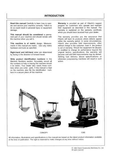 Hitachi EX12 EX15 EX22 EX25 EX30 EX35 EX40 EX45 Excavators Operators Manual - Image 3