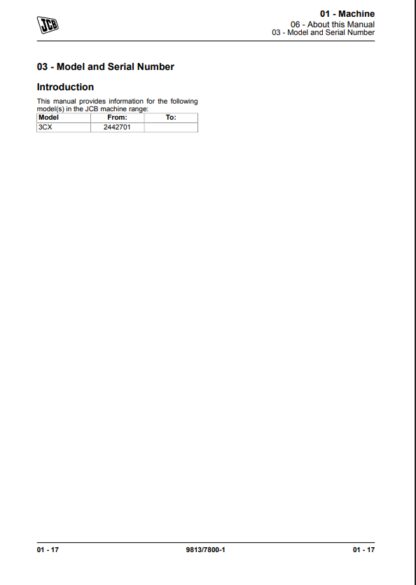 JCB 3CX Backhoe Loader Service Manual 2017+ 9813-7800 - Image 3