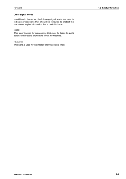 Komatsu WA470 Wheel Loader Operator Manual - Image 6