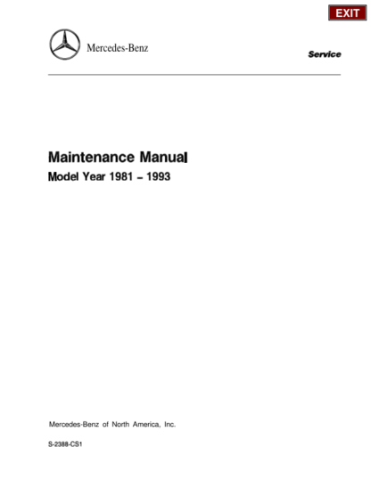 Mercedes Benz Model Year 1981 1993 Maintenance Manual - Image 2