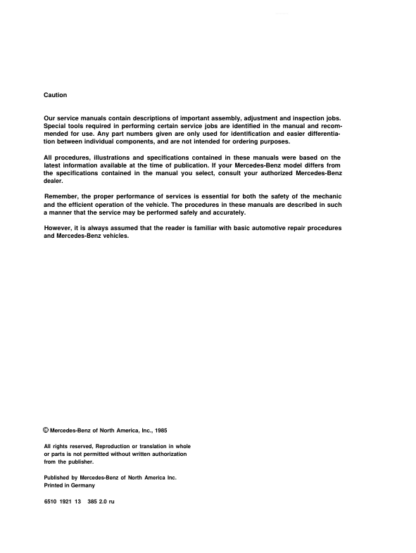 Mercedes OM 601 Engines Service Manual - Image 3