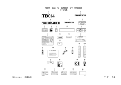 Takeuchi TB014 Excavator Parts Catalog - Image 12