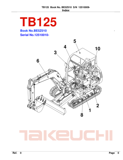 Takeuchi TB125 Excavator Parts Catalog - Image 2