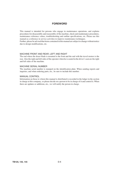 Takeuchi TB125 TB135 TB145 Excavator Workshop Manual - Image 3