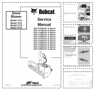 Bobcat 1412 1812 2118 2418 Snow Blower Service Manual