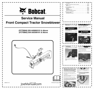 Bobcat Front Compact Tractor Snowblower Service Manual AHN900101 A5E00101