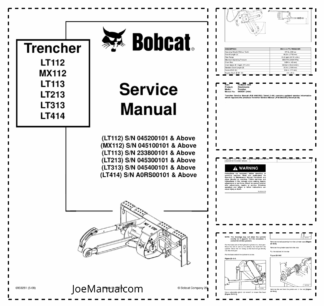 Bobcat LT112 MX112 LT113 LT213 LT313 LT414 Trencher Service Manual
