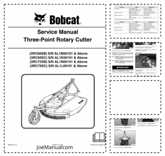 Bobcat Three Point Rotary Cutter Implement Service Manual AL1M AL1K AL1N AL1L