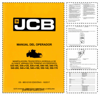 JCB 533 535 540 550 Telescopic Handler Operator Manual