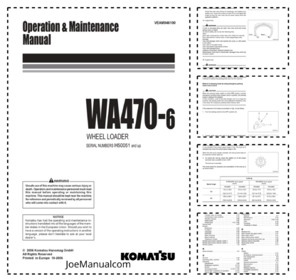 Komatsu WA470 Wheel Loader Operator Manual