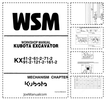 Kubota KX41 2 KX61 2 KX71 2 KX91 2 KX121 2 KX161 2 Excavator Workshop Manual