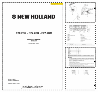 New Holland E20.2SR E22.2SR E27.2SR Hydraulic Excavator Workshop Manual