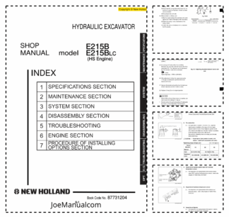 New Holland E215B E215BLC HS Engine Hydraulic Excavator Service Manual AFME
