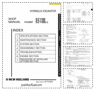 New Holland E215B E215BLC Tier 3 Hydraulic Excavator Service Manual AFME