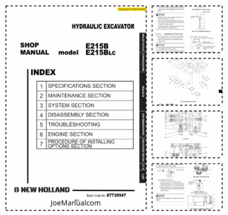 New Holland E215B E215BLC Tier 3 Hydraulic Excavator Service Manual RUSS