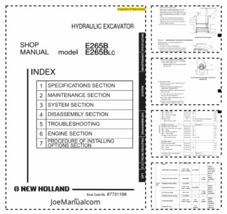 New Holland E265B Hydraulic Excavator Service Manual Rev 07-2007