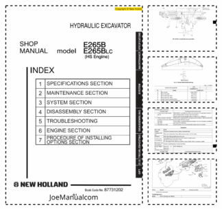 New Holland E265B Hydraulic Excavator Service Manual Rev 09-2007 Alt