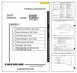 New Holland E265B Hydraulic Excavator Service Manual Rev 09-2007