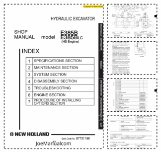 New Holland E385B Hydraulic Excavator Service Manual Rev 09-2007