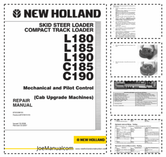 New Holland L180 L185 L190 C185 C190 Skid Steer Loader Compact Track Loader Repair Manual Rev 05-2007