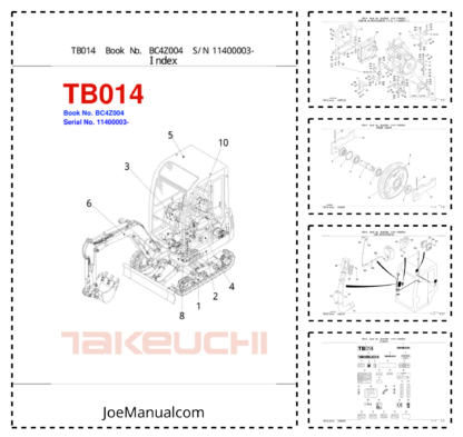 Takeuchi TB014 Excavator Parts Catalog