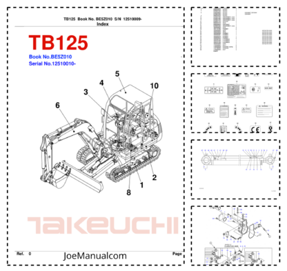 Takeuchi TB125 Excavator Parts Catalog