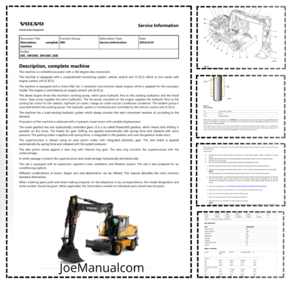 Volvo EW160C EW180C Wheeled Excavator Service Manual