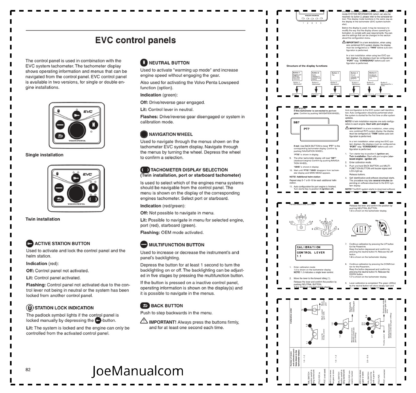 Volvo Penta Marine Engines EVC Control Panel Operation Manual